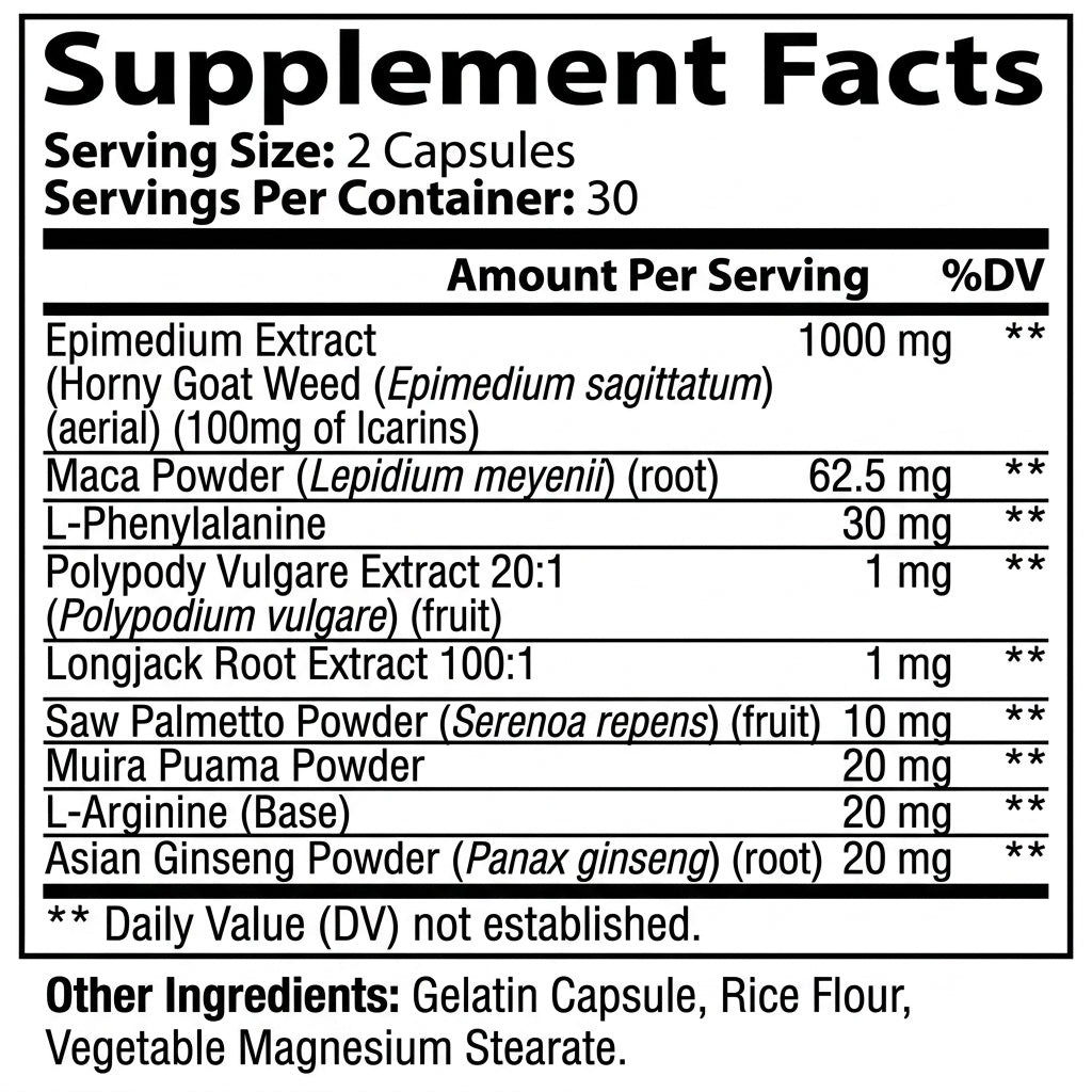 Vitality Complex -Standardized Icariin 100mg - 60 Capsules