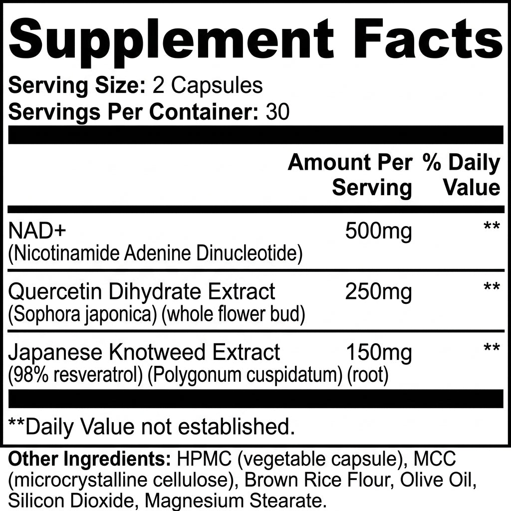 NAD+ Supplement with Resveratrol & Quercetin – Cellular Energy