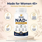 Soleu NAD+ for women 45+: hormone-free daily support for cellular energy, focus, cellular repair and immune health